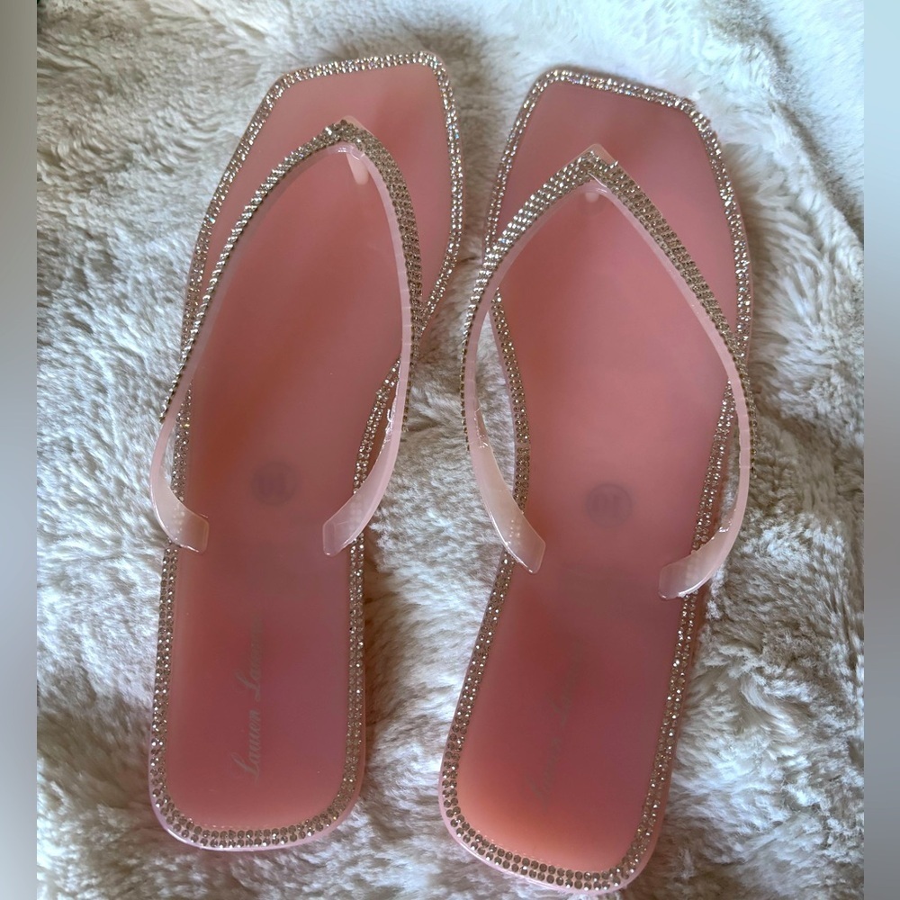 Pink Jelly Rhinestone Flip Flop Sandals